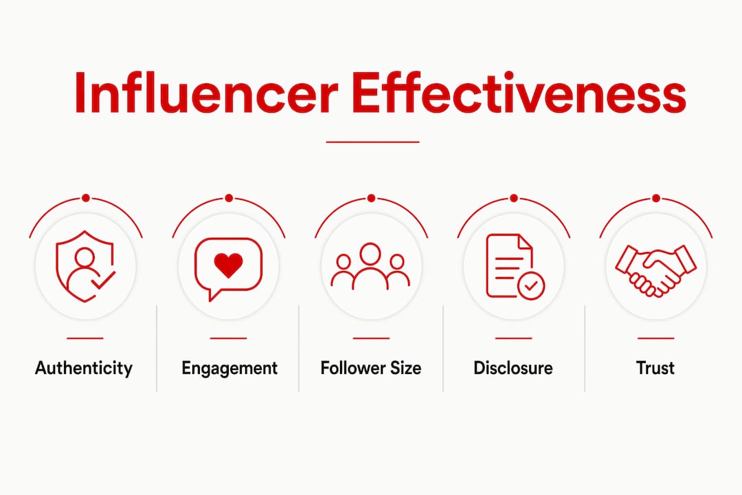 Infographic illustrating key factors in influencer effectiveness