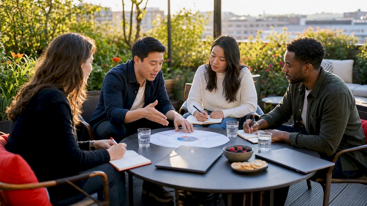 Team discussing multi-touch sales attribution
