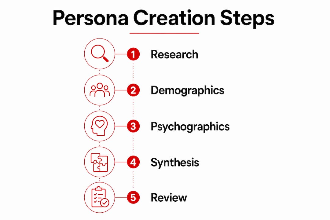 Infographic showing steps to create a customer persona