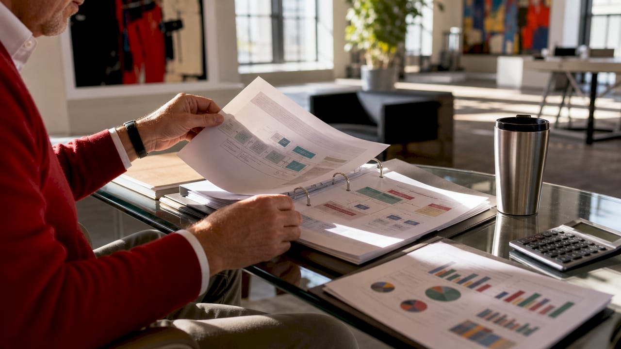 Hands flipping ecommerce marketplace charts