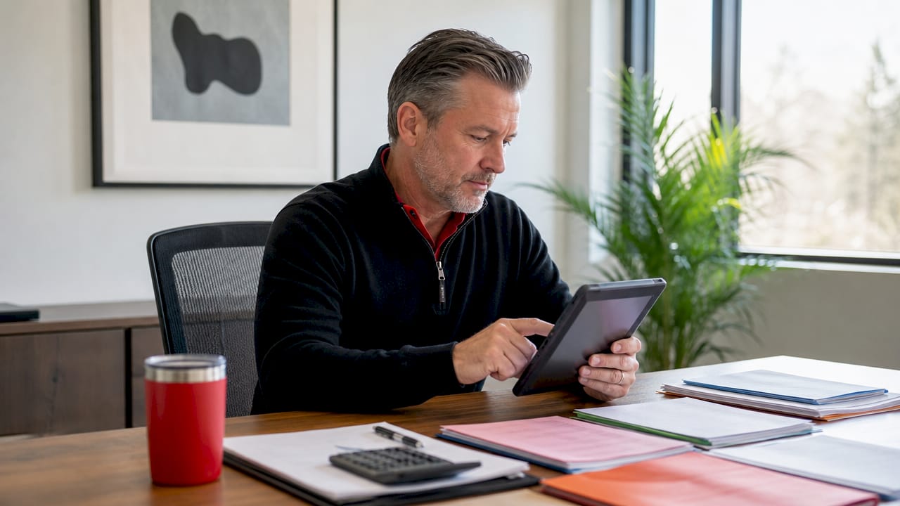 Hands using tablet for delivery data review