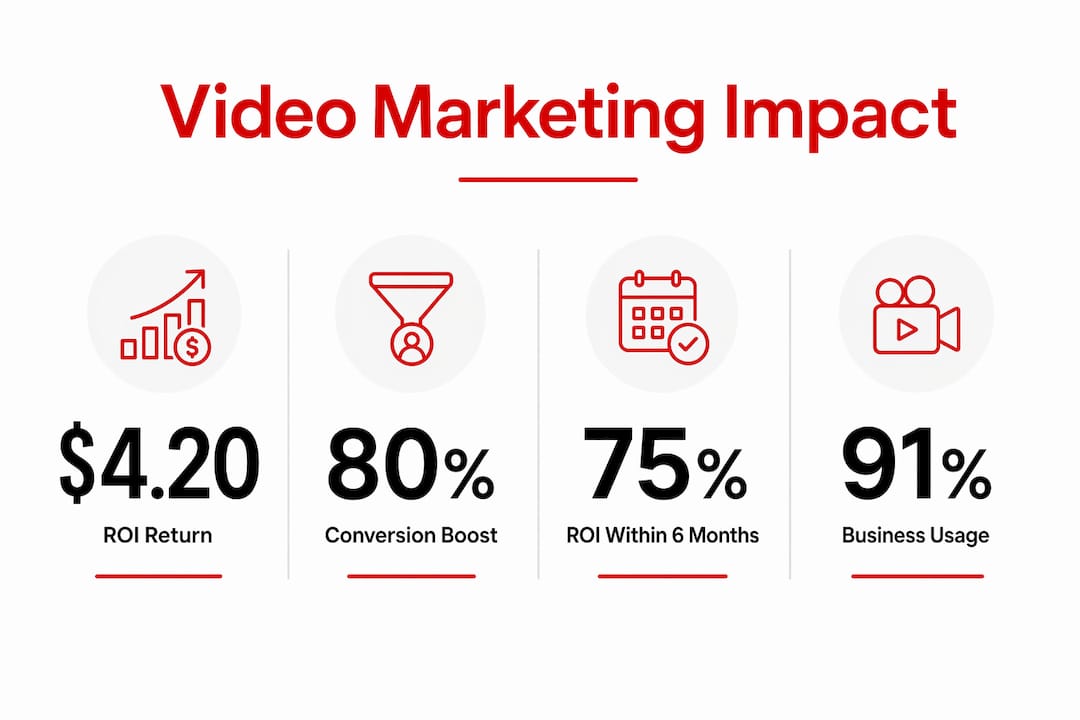 Infographic showing video marketing ROI and engagement stats