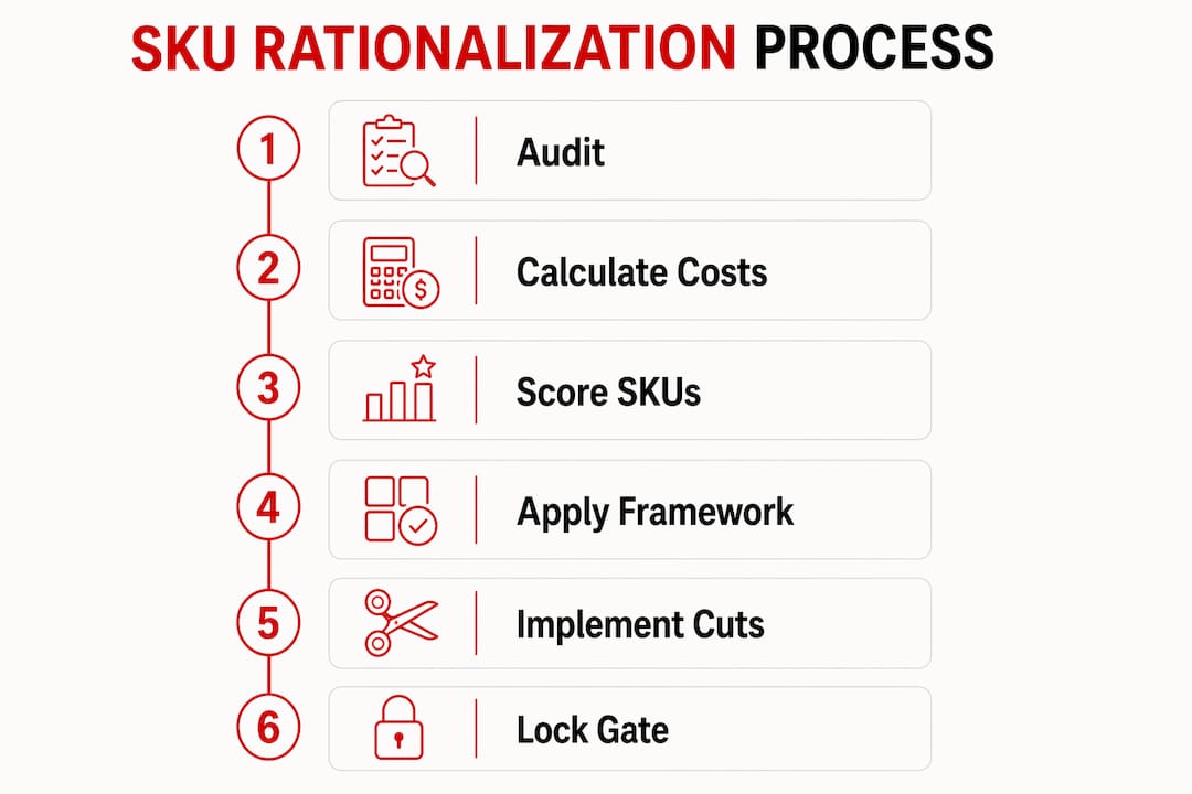 Infographic of SKU rationalization process steps