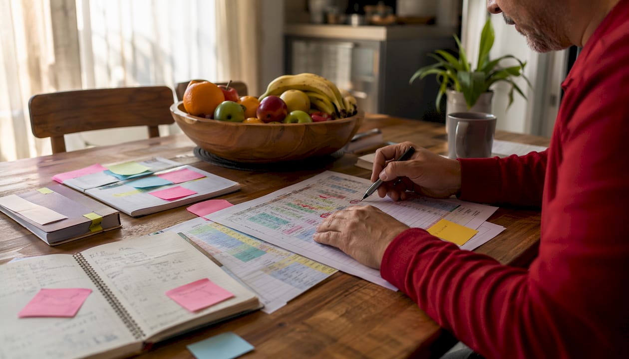 Hands comparing marketplace sales spreadsheets