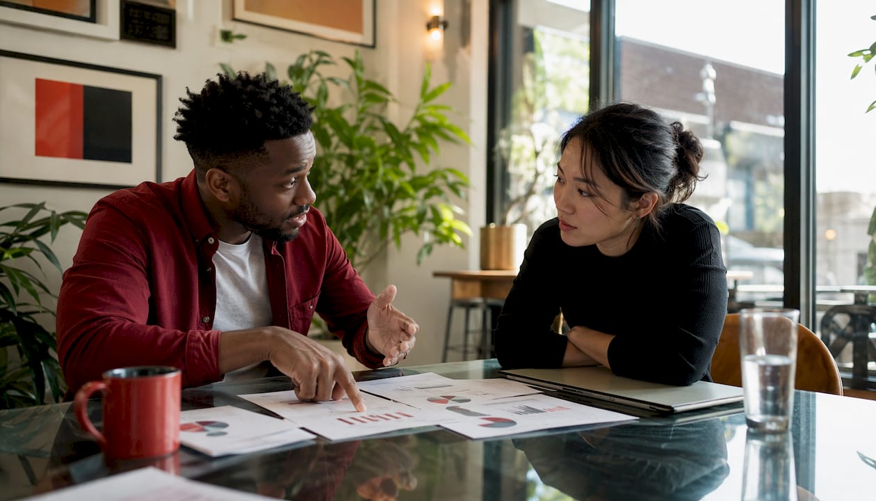 Marketing team discussing segmentation types