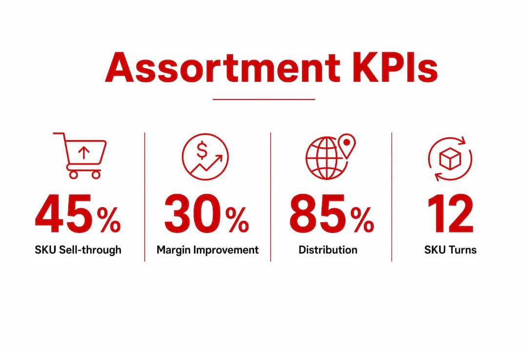 Infographic showing key KPIs for product assortment