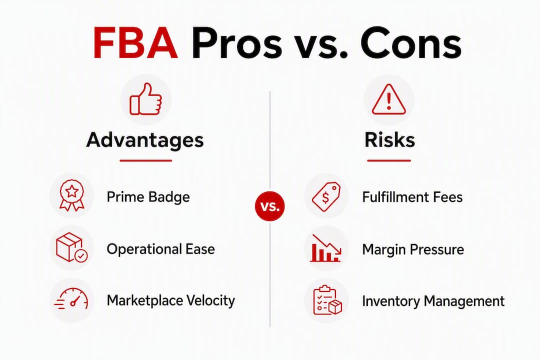 Infographic comparing FBA advantages and risks