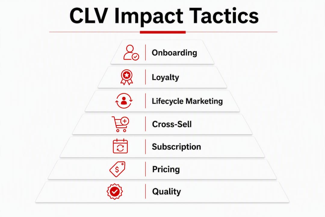 Infographic ranking customer lifetime value tactics by impact