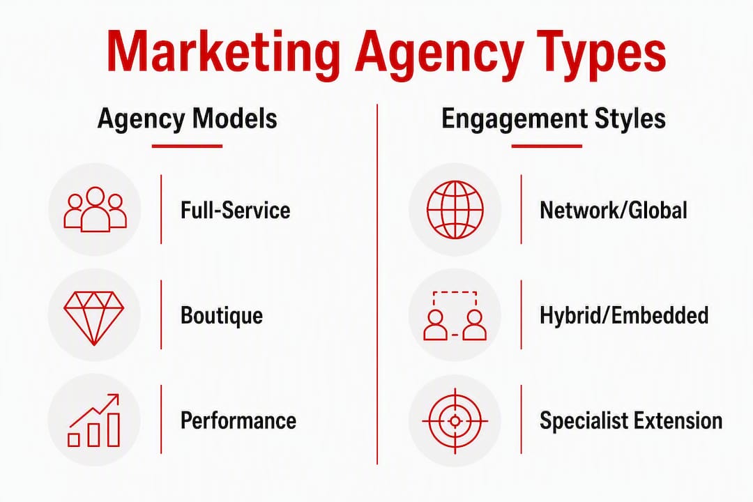 Infographic comparing marketing agency types
