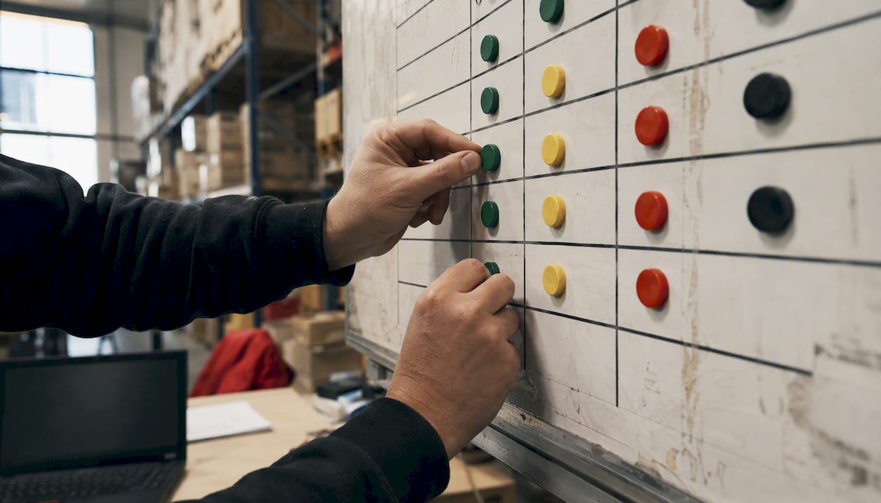 Hand adjusting inventory control board magnet
