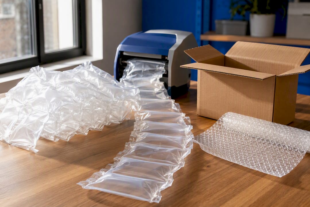 Air pillows and bubble wrap for packing