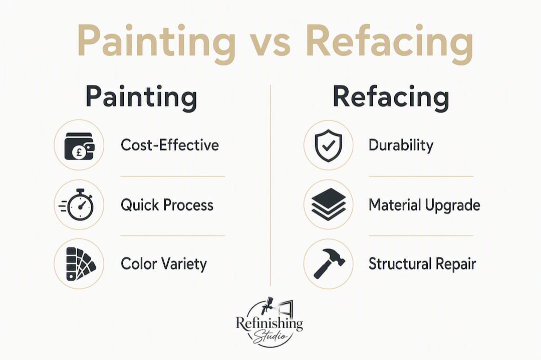 Infographic comparing painting and refacing advantages