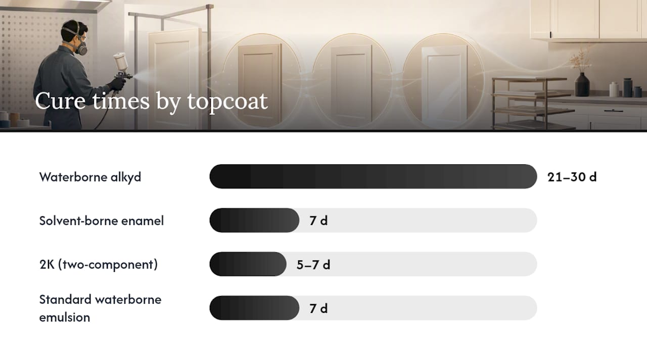 Diagram comparing kitchen cabinet topcoat finishes