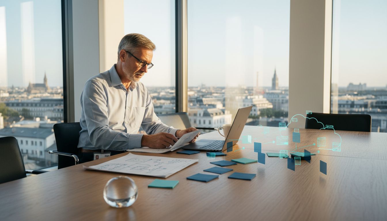 Consultant reviewing insurance transformation plans