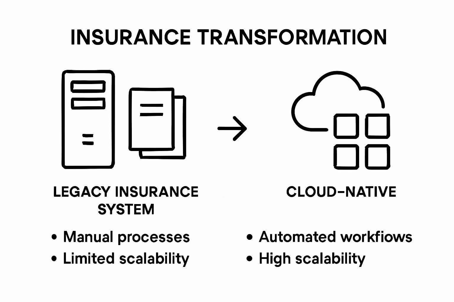 Infographic comparing legacy and cloud insurance