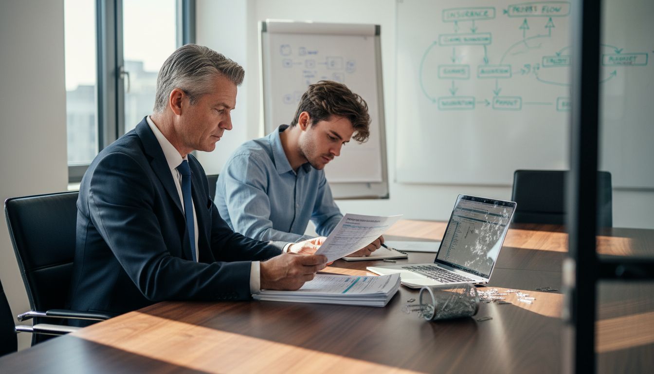 Team discussing insurance value chain process