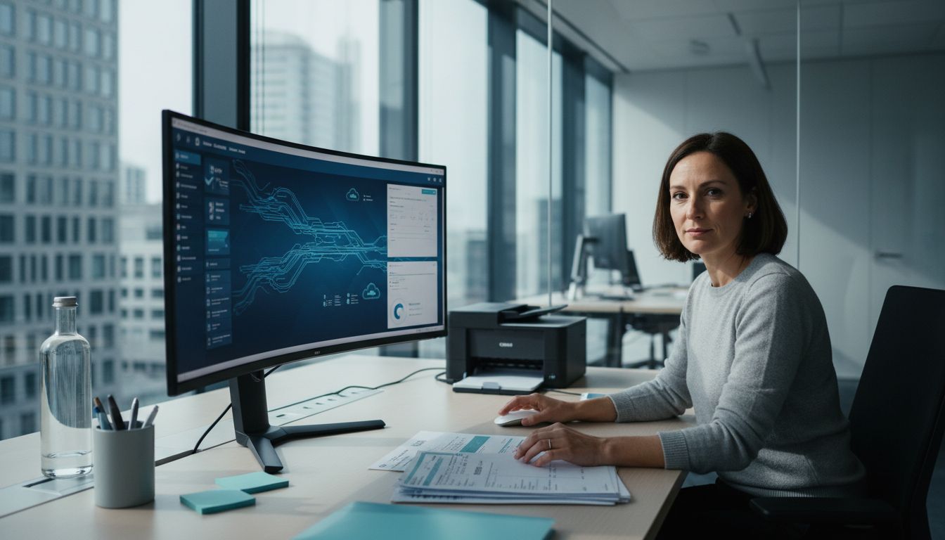 Woman reviewing digital claims documents