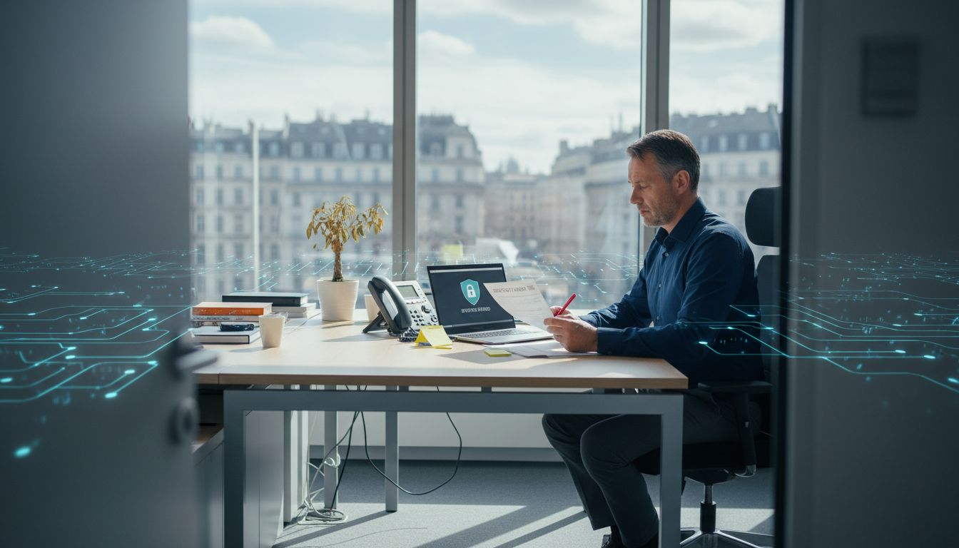 Insurance security manager reviews data report