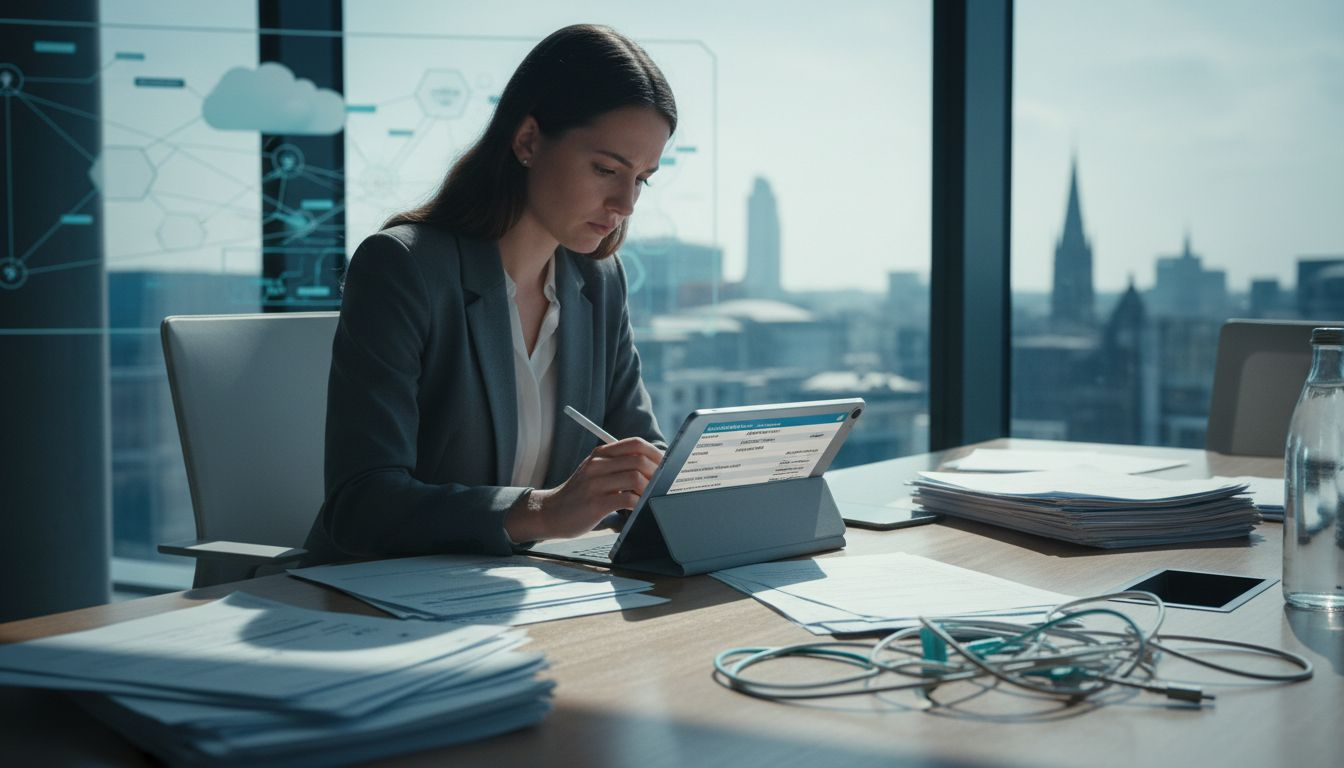 Analyst entering claim on tablet device