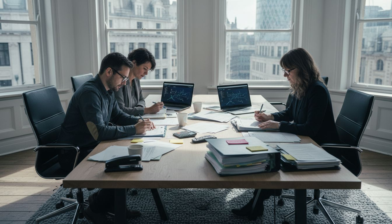 Team reviewing insurance applications in an office