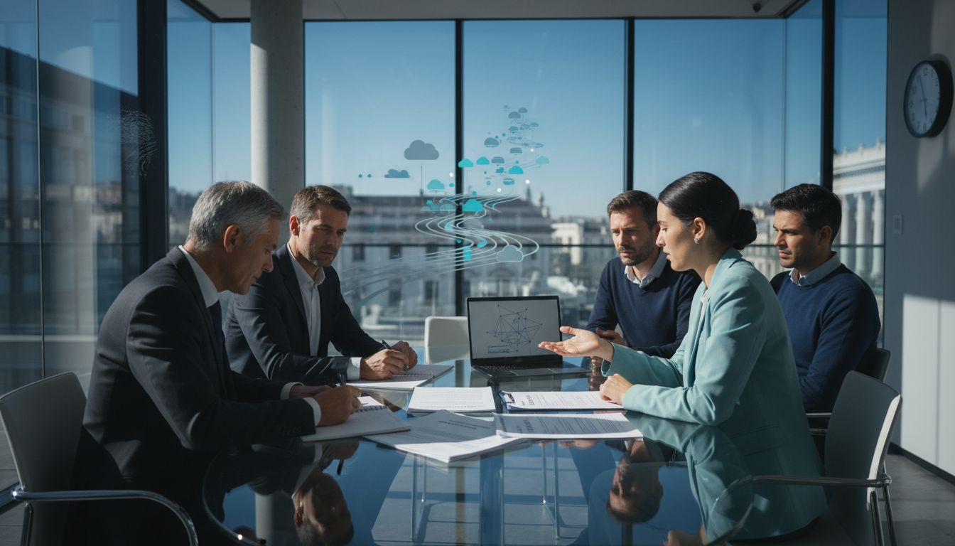 Stakeholders meeting at corporate table