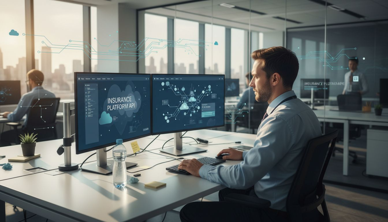 IT expert setting up cloud insurance platform