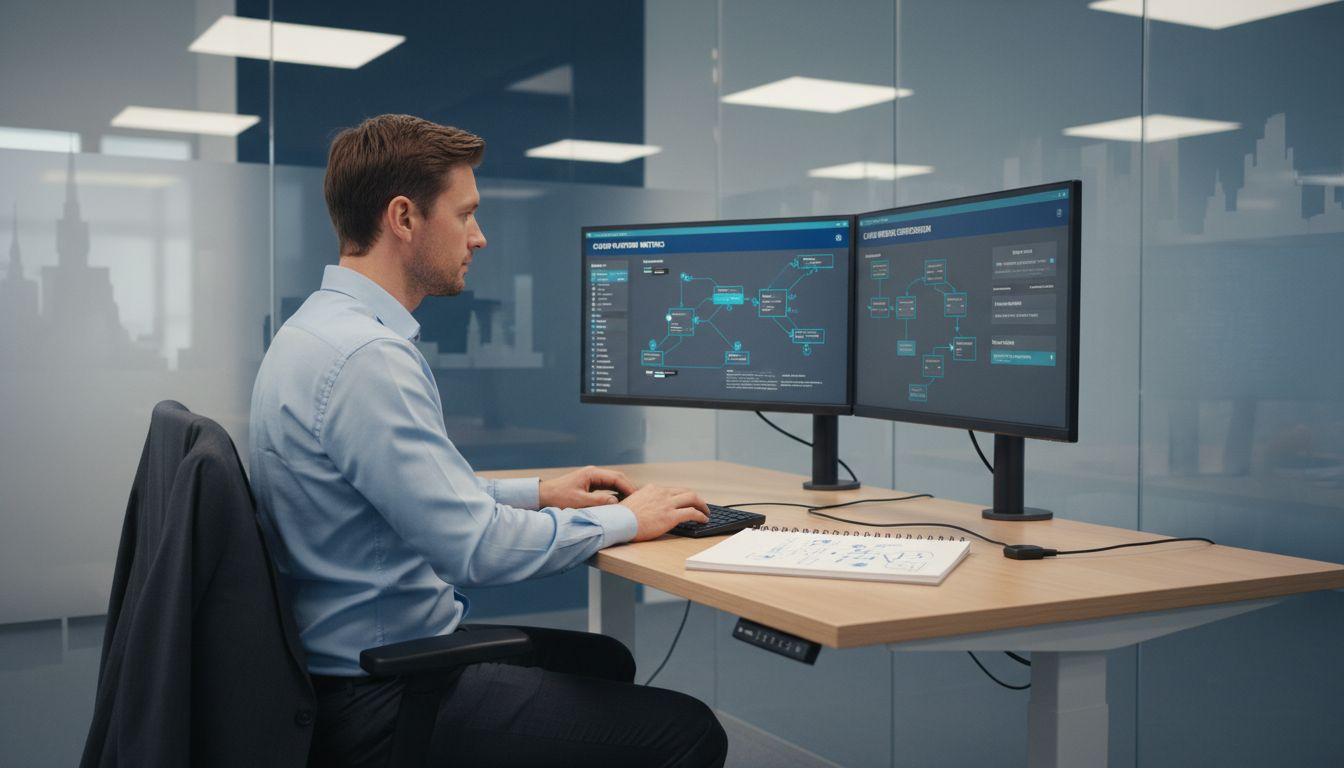 IT manager configures insurance cloud dashboard