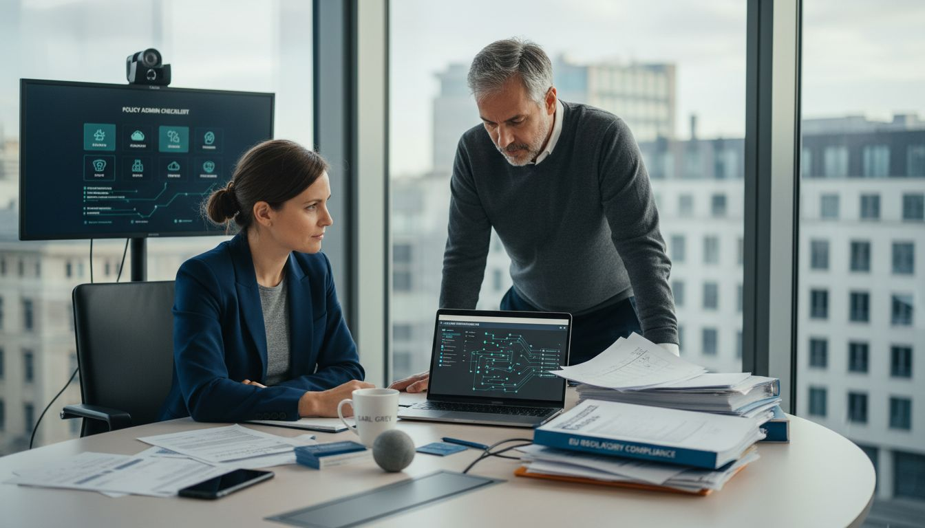 Insurance specialists integrating API at office table