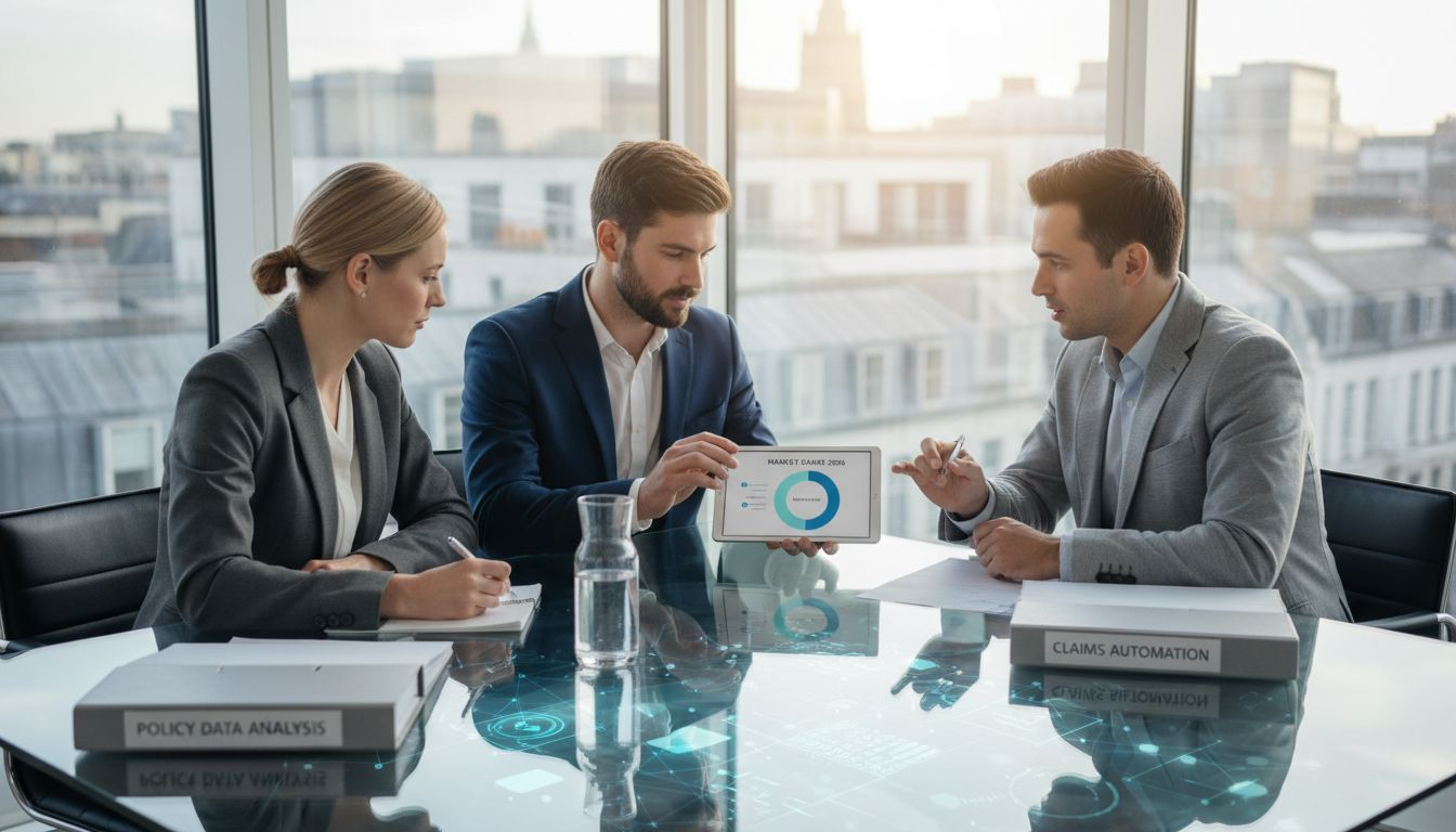 Insurance executives in a modern office meeting