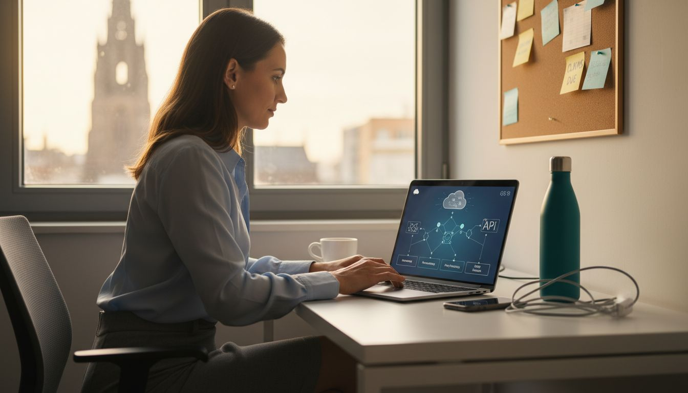 Insurance agent working with laptop and notes