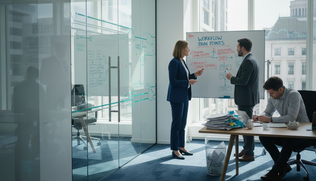 Team reviewing underwriting pain points