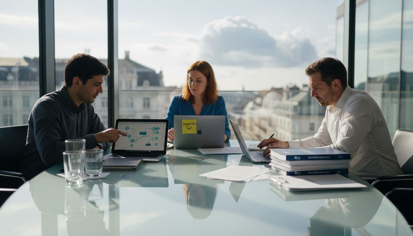Insurance team collaborating on automated underwriting