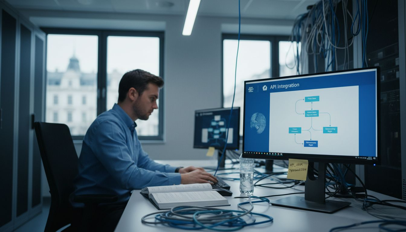 IT specialist prepares cloud setup in server room