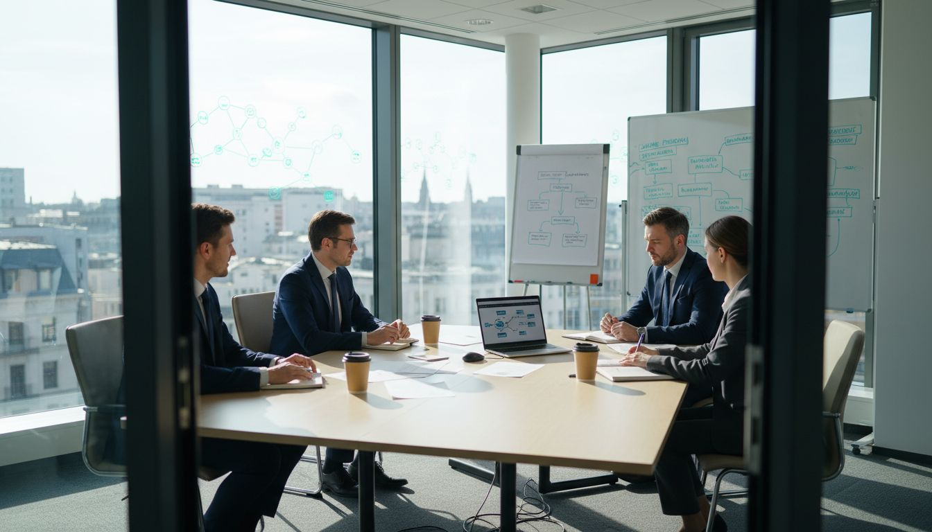 Insurance team reviews migration plans in meeting