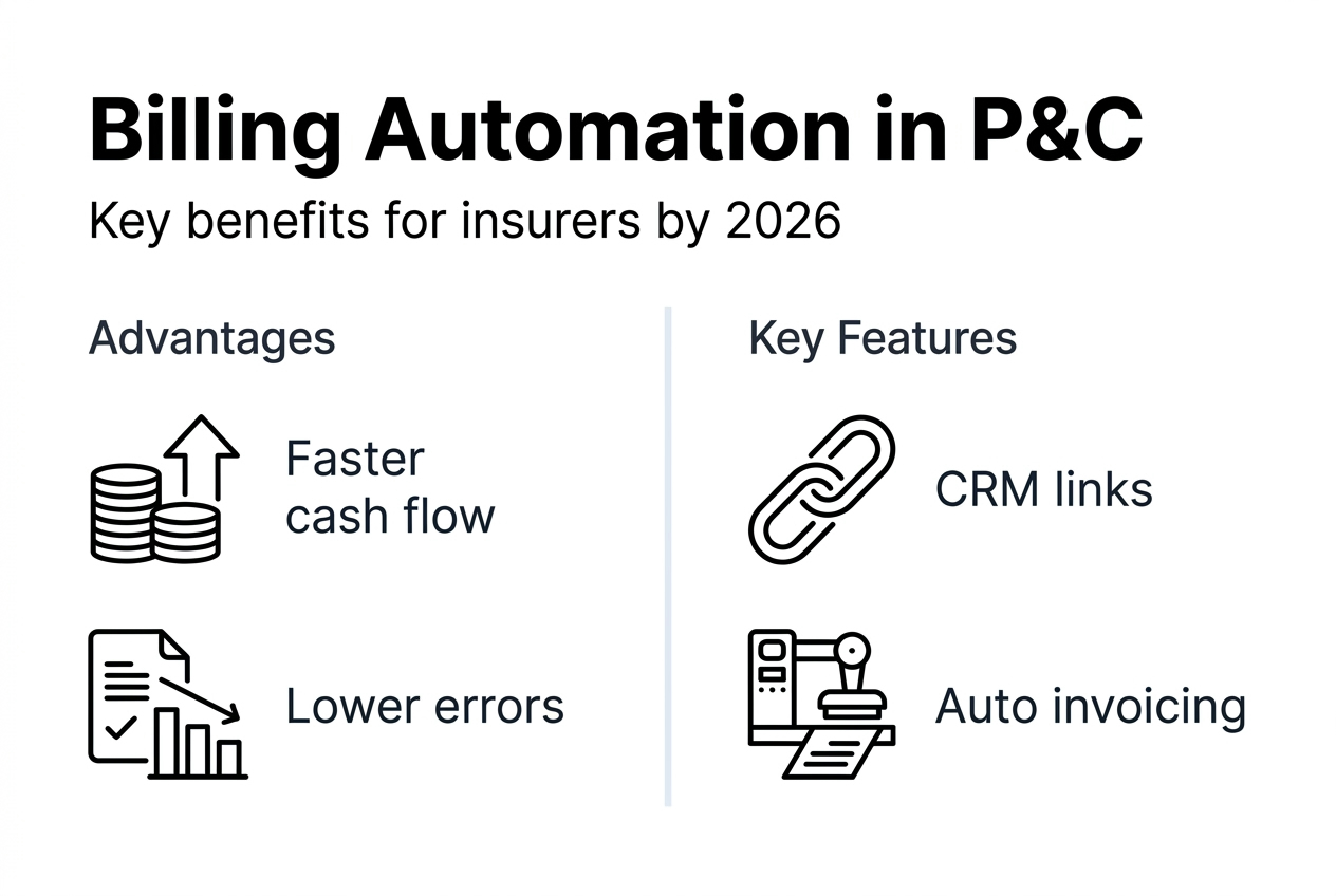 Infographic showing billing automation benefits and features