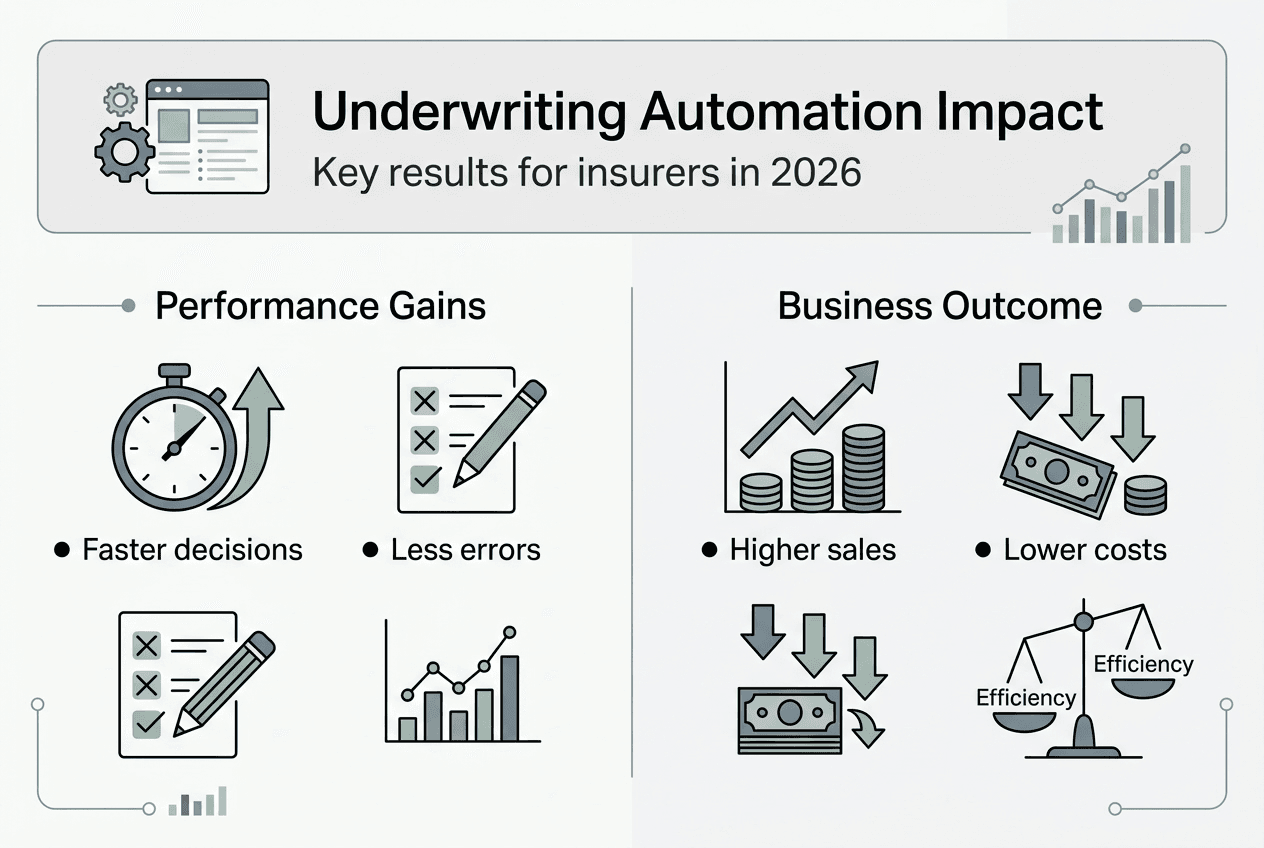 Infographic on underwriting automation impact metrics