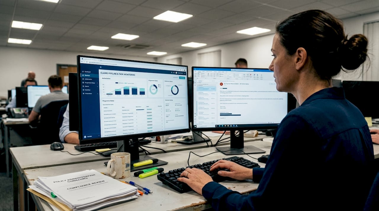 Operator managing automated insurance billing tasks