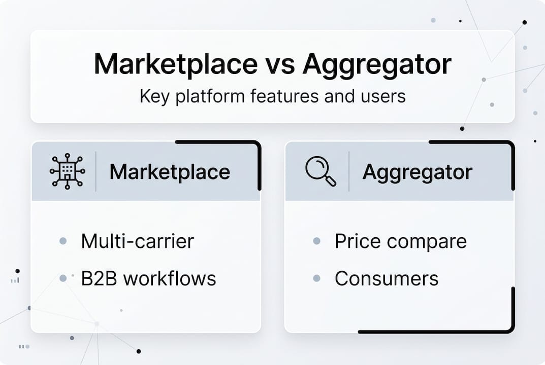 Infographic comparing marketplace and aggregator