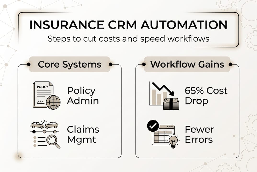 Infographic summarizing insurance CRM automation steps
