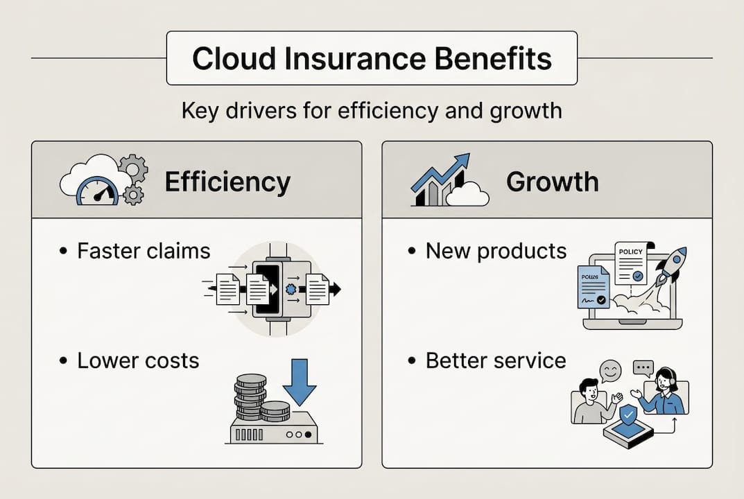 Infographic showing insurance cloud adoption benefits