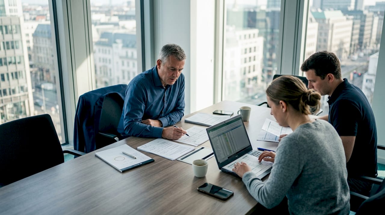 Insurance team reviewing platform documents