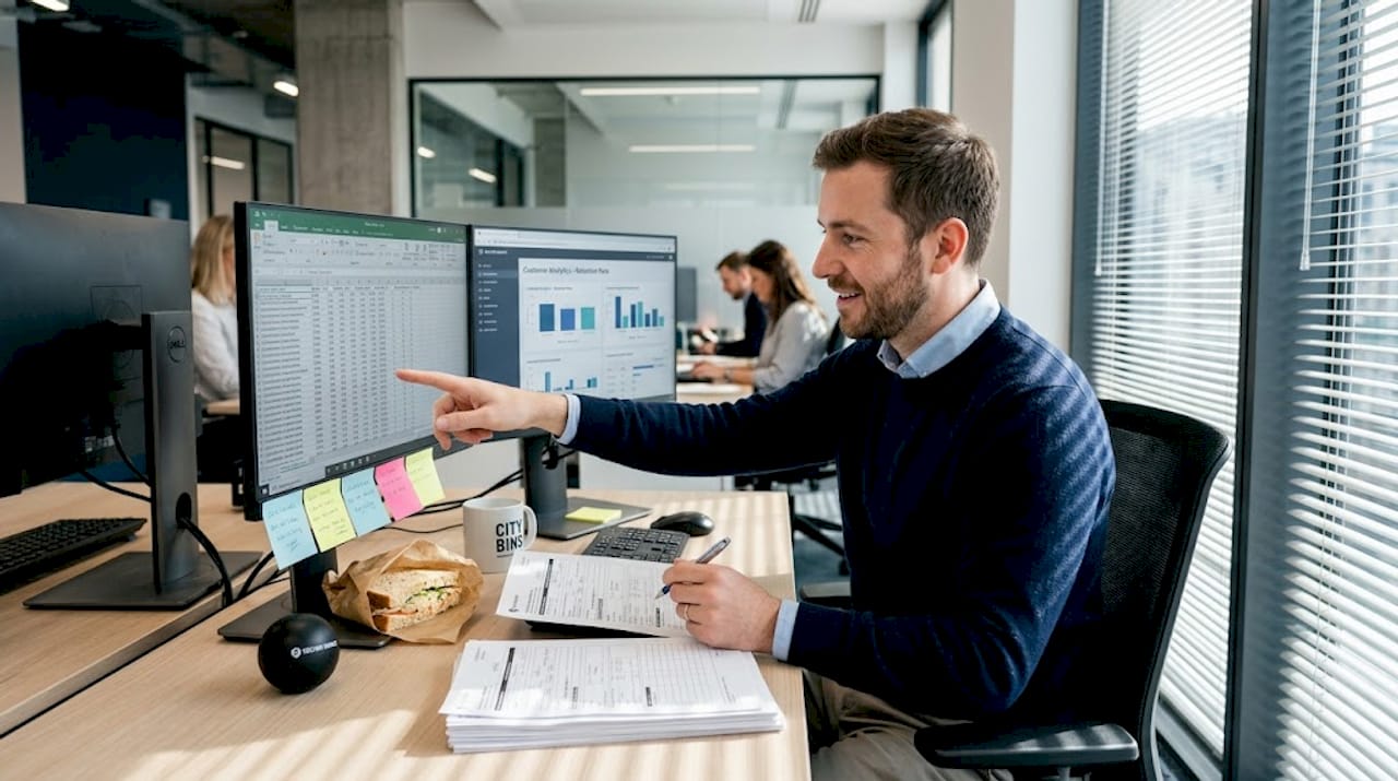 Claims analyst reviewing integrated processes