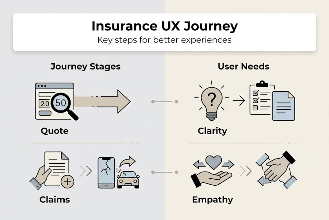 Infographic mapping insurance user journey stages