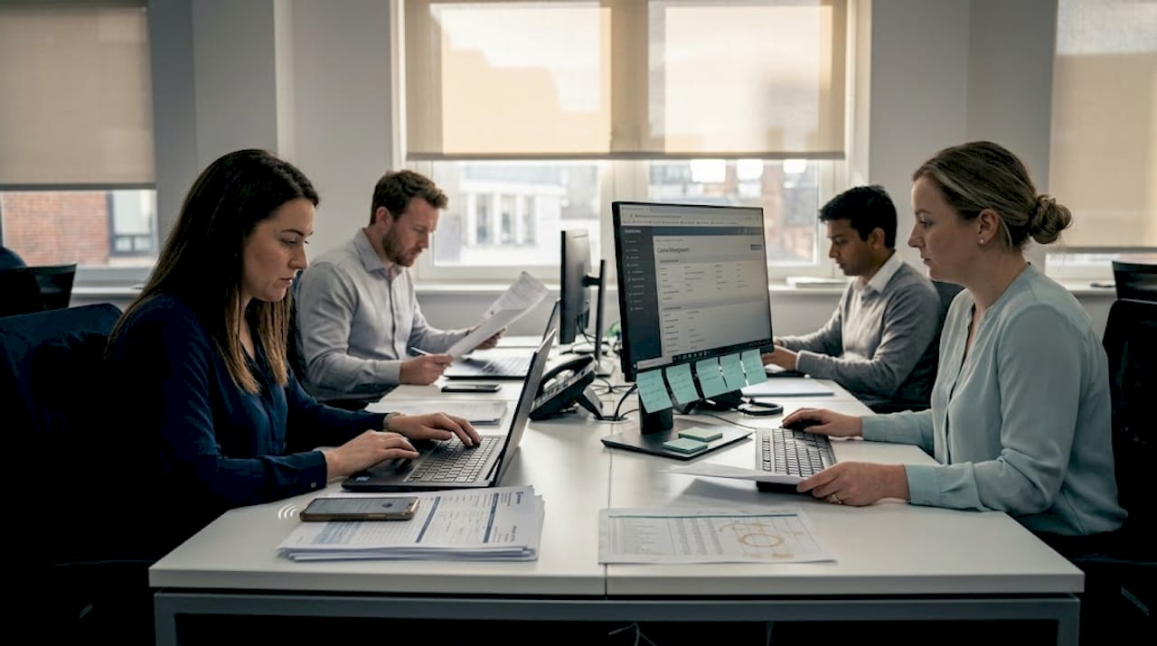 Insurance staff manually entering claims data