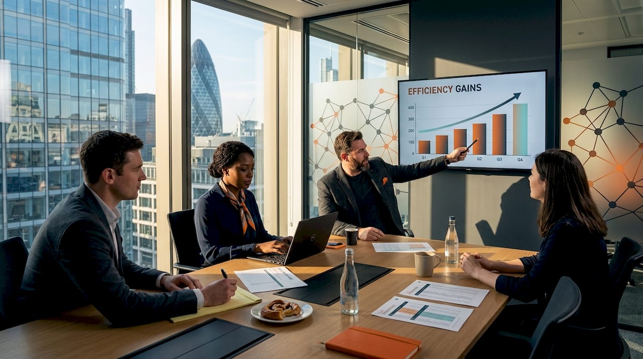 Insurance billing team collaborating in modern office