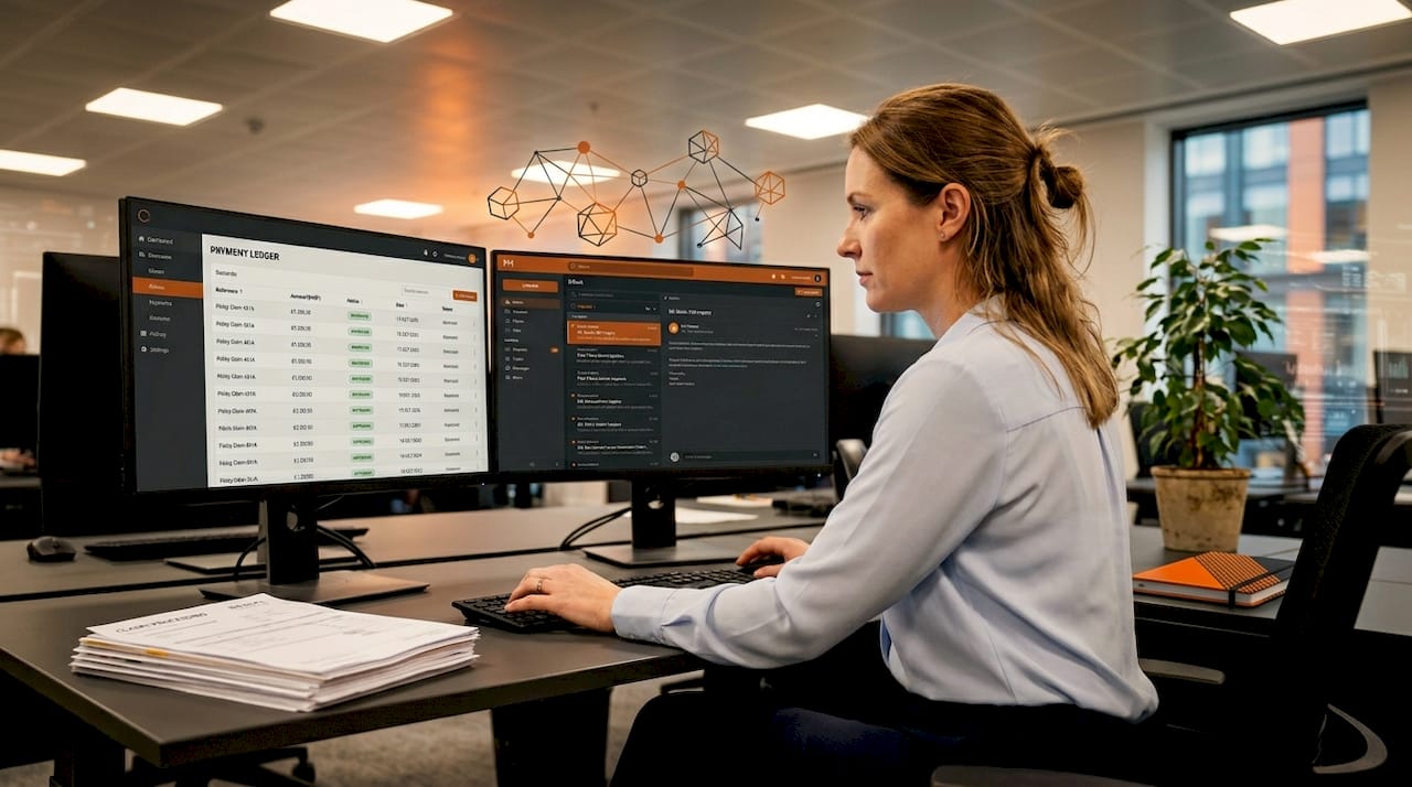 Claims analyst reviewing digital billing process