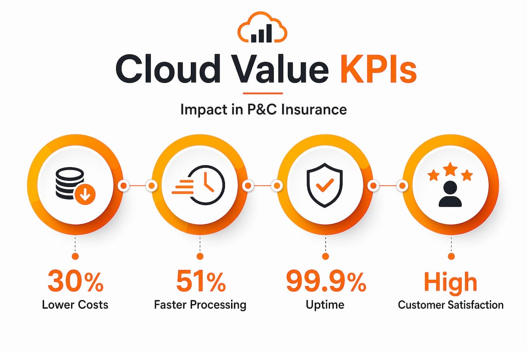 Infographic showing cloud transformation KPIs for insurers