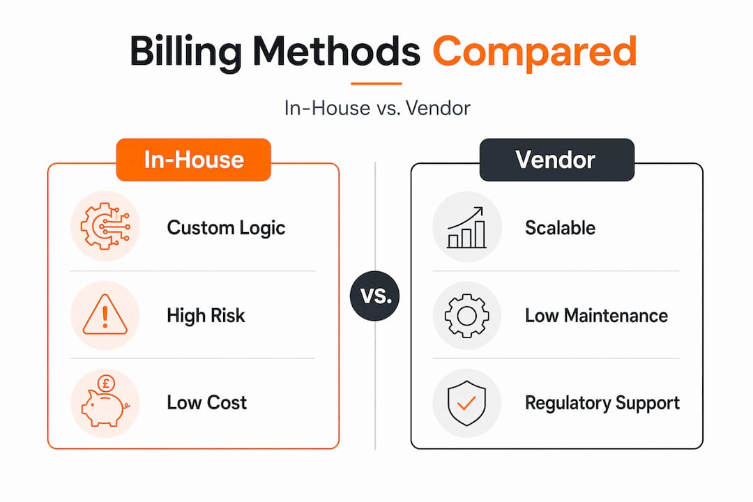 Infographic comparing in-house versus vendor billing