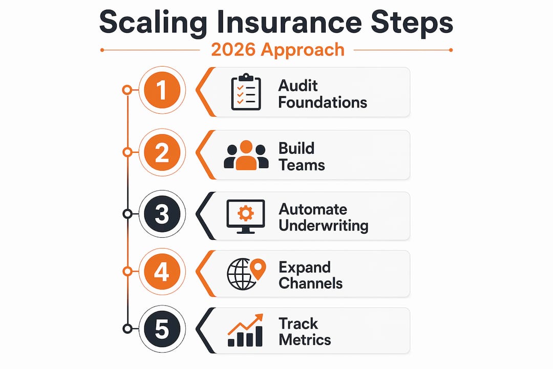 Infographic showing step-by-step insurance scaling process