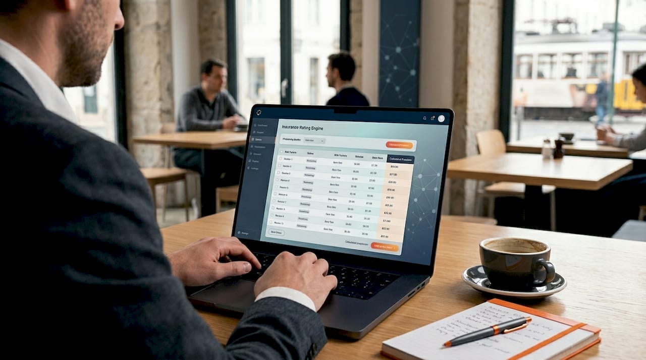 Insurance rating engine displayed on monitor